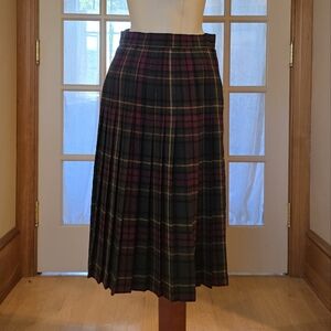 Pure Wool Plaid Pleated Women's Skirt